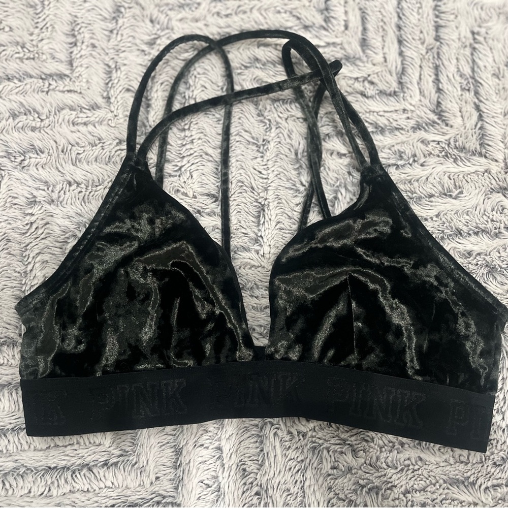 Black Velvet bralette, PINK brand